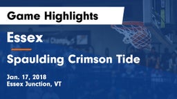 Essex  vs Spaulding Crimson Tide Game Highlights - Jan. 17, 2018