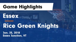 Essex  vs Rice Green Knights Game Highlights - Jan. 25, 2018