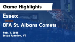 Essex  vs BFA St. Albans Comets Game Highlights - Feb. 1, 2018