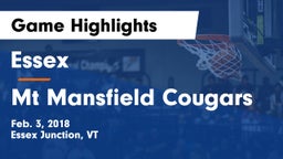 Essex  vs Mt Mansfield Cougars Game Highlights - Feb. 3, 2018