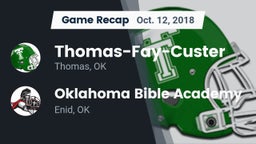Recap: Thomas-Fay-Custer  vs. Oklahoma Bible Academy 2018