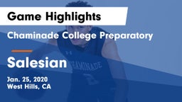 Chaminade College Preparatory vs Salesian  Game Highlights - Jan. 25, 2020