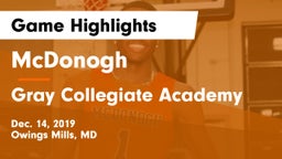 McDonogh  vs Gray Collegiate Academy Game Highlights - Dec. 14, 2019