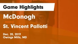 McDonogh  vs St. Vincent Pallotti  Game Highlights - Dec. 20, 2019