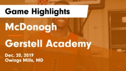 McDonogh  vs Gerstell Academy Game Highlights - Dec. 20, 2019
