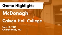 McDonogh  vs Calvert Hall College  Game Highlights - Jan. 15, 2020