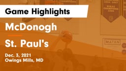 McDonogh  vs St. Paul's  Game Highlights - Dec. 3, 2021