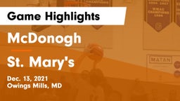 McDonogh  vs St. Mary's  Game Highlights - Dec. 13, 2021