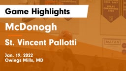McDonogh  vs St. Vincent Pallotti  Game Highlights - Jan. 19, 2022