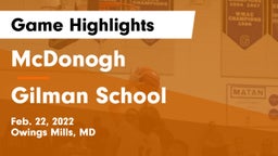 McDonogh  vs Gilman School Game Highlights - Feb. 22, 2022