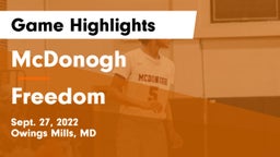 McDonogh  vs Freedom  Game Highlights - Sept. 27, 2022