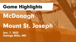 McDonogh  vs Mount St. Joseph  Game Highlights - Jan. 7, 2023