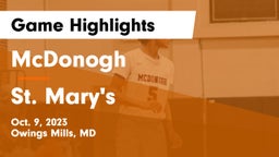 McDonogh  vs St. Mary's  Game Highlights - Oct. 9, 2023