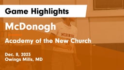 McDonogh  vs Academy of the New Church  Game Highlights - Dec. 8, 2023