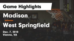 Madison  vs West Springfield  Game Highlights - Dec. 7, 2018
