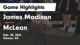 James Madison  vs McLean  Game Highlights - Feb. 20, 2024