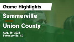 Summerville  vs Union County Game Highlights - Aug. 20, 2022