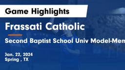 Frassati Catholic  vs Second Baptist School Univ Model-Memorial campus Game Highlights - Jan. 22, 2024