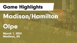 Madison/Hamilton  vs Olpe Game Highlights - March 1, 2024