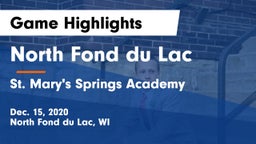 North Fond du Lac  vs St. Mary's Springs Academy  Game Highlights - Dec. 15, 2020