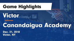 Victor  vs Canandaigua Academy  Game Highlights - Dec. 21, 2018