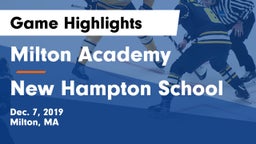 Milton Academy vs New Hampton School  Game Highlights - Dec. 7, 2019