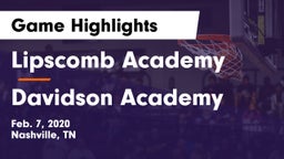 Lipscomb Academy vs Davidson Academy  Game Highlights - Feb. 7, 2020