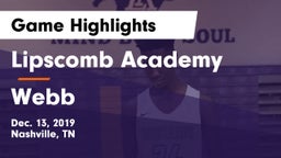 Lipscomb Academy vs Webb  Game Highlights - Dec. 13, 2019