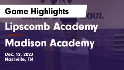 Lipscomb Academy vs Madison Academy  Game Highlights - Dec. 12, 2020
