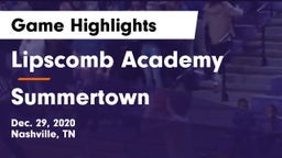 Lipscomb Academy vs Summertown  Game Highlights - Dec. 29, 2020