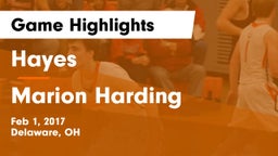 Hayes  vs Marion Harding  Game Highlights - Feb 1, 2017