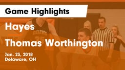 Hayes  vs Thomas Worthington  Game Highlights - Jan. 23, 2018