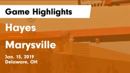 Hayes  vs Marysville  Game Highlights - Jan. 15, 2019