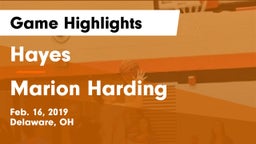 Hayes  vs Marion Harding  Game Highlights - Feb. 16, 2019