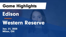 Edison  vs Western Reserve  Game Highlights - Jan. 21, 2020