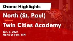 North (St. Paul)  vs Twin Cities Academy Game Highlights - Jan. 5, 2022