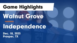 Walnut Grove  vs Independence  Game Highlights - Dec. 18, 2023