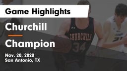 Churchill  vs Champion  Game Highlights - Nov. 20, 2020