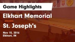 Elkhart Memorial  vs St. Joseph's  Game Highlights - Nov 15, 2016