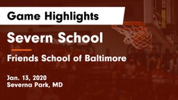 Severn School vs Friends School of Baltimore      Game Highlights - Jan. 13, 2020