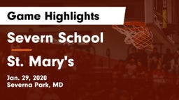 Severn School vs St. Mary's  Game Highlights - Jan. 29, 2020