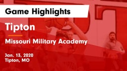 Tipton  vs Missouri Military Academy  Game Highlights - Jan. 13, 2020
