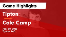 Tipton  vs Cole Camp  Game Highlights - Jan. 30, 2020
