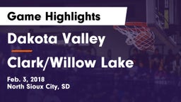 Dakota Valley  vs Clark/Willow Lake  Game Highlights - Feb. 3, 2018