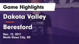 Dakota Valley  vs Beresford  Game Highlights - Dec. 12, 2017
