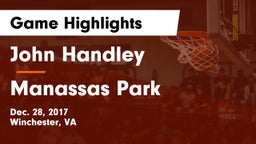 John Handley  vs Manassas Park Game Highlights - Dec. 28, 2017