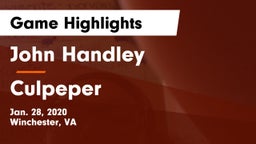 John Handley  vs Culpeper  Game Highlights - Jan. 28, 2020