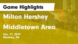 Milton Hershey  vs Middletown Area  Game Highlights - Jan. 11, 2019