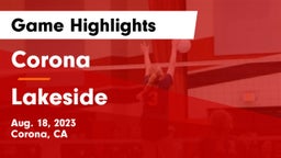 Corona  vs Lakeside Game Highlights - Aug. 18, 2023