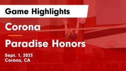 Corona  vs Paradise Honors  Game Highlights - Sept. 1, 2023